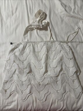 White Crochet Halter Too
